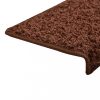 Lépcsőszőnyeg, vidaXL 15 db barna lépcsőszőnyeg 65x21x4 cm