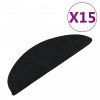 Lépcsőszőnyeg, vidaXL 15 db fekete öntapadó lépcsőszőnyeg 56x17x3 cm