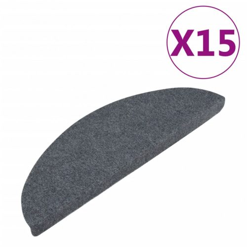 Lépcsőszőnyeg, vidaXL 15 db szürke öntapadó lépcsőszőnyeg 65x22,5x3,5 cm