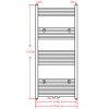 Fűtőradiátorok, Fekete fürdőszobai egyenes törölközőtartó központi fűtéssel 500x1160mm