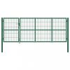 Kertkapu, vidaXL zöld acél kerti kerítéskapu póznákkal 350 x 120 cm