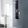 Fürdőkád és zuhany szórófejek, vidaXL fekete üveg zuhanypanel 25 x 44,6 x 130 cm