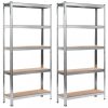Ipari polcrendszer, vidaXL 2 db ezüstszínű acél és MDF tárolópolc 90 x 30 x 180 cm