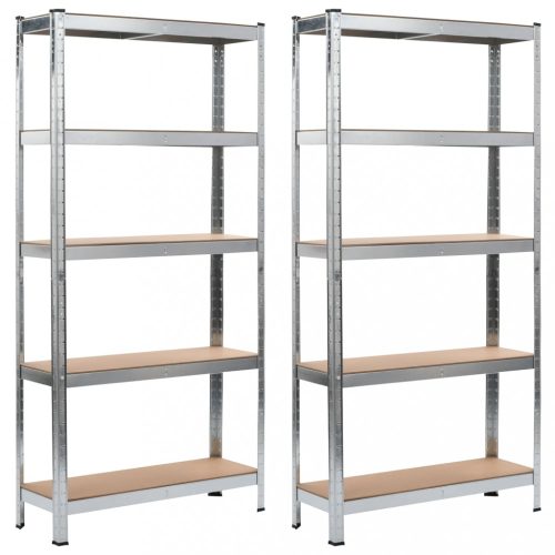 Ipari polcrendszer, vidaXL 2 db ezüstszínű acél és MDF tárolópolc 90 x 30 x 180 cm