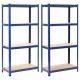 Ipari polcrendszer, vidaXL 2 db kék acél és MDF tárolópolc 80 x 40 x 160 cm