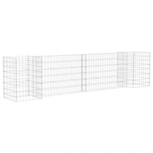 Virágcserepek és kaspók, vidaXL H alakú acéldrót virágtartó gabion 260 x 40 x 60 cm