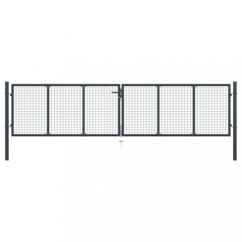 Kertkapu, vidaXL szürke horganyzott acél rácsos kertkapu 400 x 175 cm