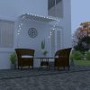Ablak és ajtó előtetők, vidaXL feltekerhető krémszínű napellenző LED-del 250 x 150 cm