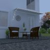 Ablak és ajtó előtetők, vidaXL feltekerhető krémszínű napellenző LED-del 400 x 150 cm