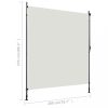 Ablak és ajtó előtetők, vidaXL krémszínű kültéri roló 200 x 270 cm