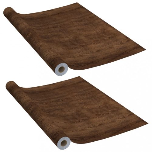 Ablakfóliák, vidaXL 2 db sötét tölgyszínű öntapadó PVC ajtófólia 210 x 90 cm