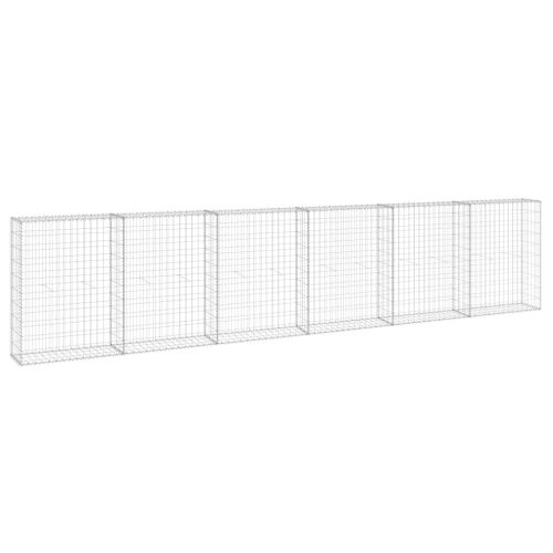 Kerítéspanelek, vidaXL horganyzott acél gabion fal fedéllel 300 x 30 x 100 cm