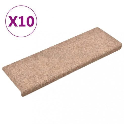 Lépcsőszőnyeg, vidaXL 10 db krém tűlyukasztott lépcsőszőnyeg 65x21x4 cm