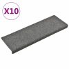 Lépcsőszőnyeg, vidaXL 10 db világosszürke tűlyukasztott lépcsőszőnyeg 65x21x4 cm