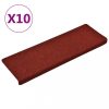 Lépcsőszőnyeg, vidaXL 10 db bordó tűlyukasztott lépcsőszőnyeg 65x21x4 cm