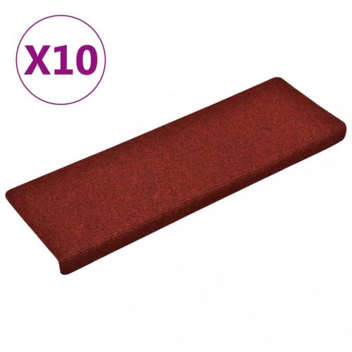 Lépcsőszőnyeg, vidaXL 10 db bordó tűlyukasztott lépcsőszőnyeg 65x21x4 cm