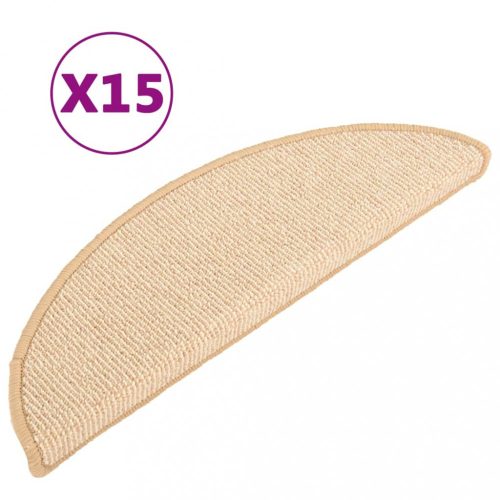 Lépcsőszőnyeg, vidaXL 15 db krémszínű lépcsőszőnyeg 65 x 21 x 4 cm