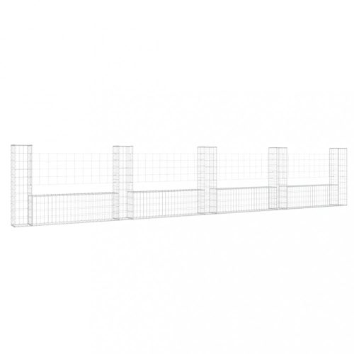 Kerítéspanelek, vidaXL U-alakú vas gabionkosár 5 oszloppal 500 x 20 x 100 cm
