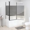 Zuhanyzóajtók és kabinok, vidaXL csíkos edzett üveg fürdőparaván 120 x 68 x 130 cm