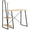 Íróasztalok, vidaXL fekete és tölgyszínű íróasztal polcrendszerrel 102x50x117 cm