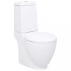 WC-k, vidaXL fehér kerámia WC öblítőrendszerrel