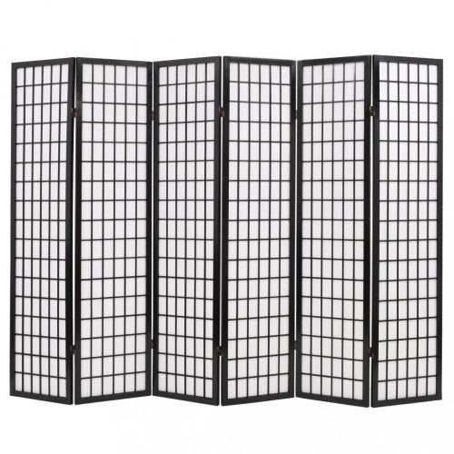 Térelválasztók, vidaXL 6 paneles, fekete, japán stílusú paraván 240 x 170 cm