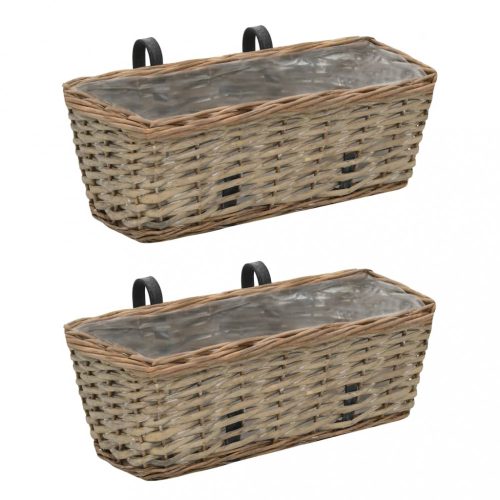 Virágcserepek és kaspók, vidaXL 2 db fonott virágtartó PE béléssel 40 cm