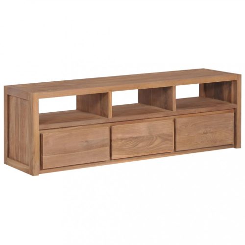 Nappali bútorok, vidaXL természetes felületű tömör tíkfa TV-szekrény 120 x 30 x 40 cm