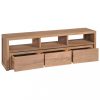 Nappali bútorok, vidaXL természetes felületű tömör tíkfa TV-szekrény 120 x 30 x 40 cm