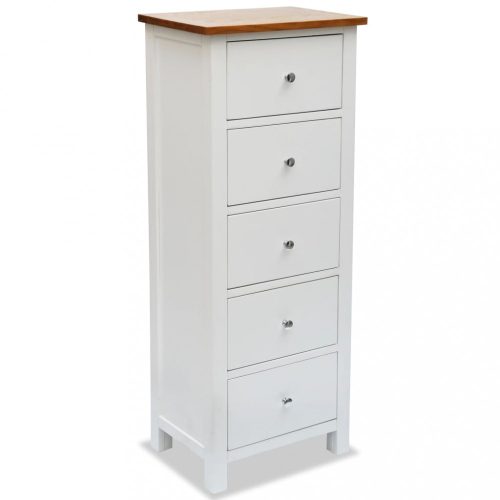 Tárolók és zárható szekrények, vidaXL tömör tölgyfa fiókos komód 45 x 32 x 115 cm