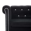 Kanapék, vidaXL fekete 2 személyes bársony Chesterfield kanapé 146 x 75 x 72 cm