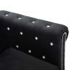 Kanapék, vidaXL fekete 2 személyes bársony Chesterfield kanapé 146 x 75 x 72 cm