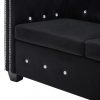 Kanapék, vidaXL fekete 2 személyes bársony Chesterfield kanapé 146 x 75 x 72 cm