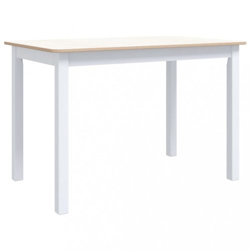 Konyha- és étkezőasztalok, vidaXL fehér és barna tömör gumifa étkezőasztal 114 x 71 x 75 cm
