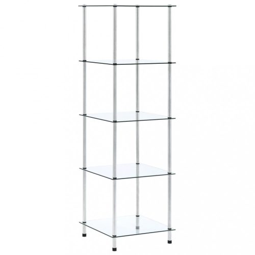 Könyvespolcok, állópolcok, vidaXL 5 szintes átlátszó edzett üveg polc 40 x 40 x 130 cm