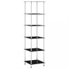 Könyvespolcok, állópolcok, vidaXL 6 szintes fekete edzett üveg polc 40 x 40 x 160 cm