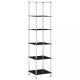 Könyvespolcok, állópolcok, vidaXL 6 szintes fekete edzett üveg polc 40 x 40 x 160 cm