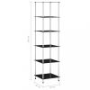 Könyvespolcok, állópolcok, vidaXL 6 szintes fekete edzett üveg polc 40 x 40 x 160 cm
