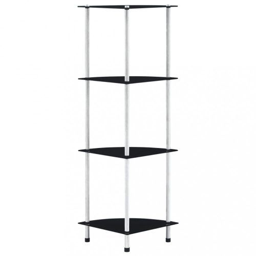 Könyvespolcok, állópolcok, vidaXL 4 szintes fekete edzett üveg polc 30 x 30 x 100 cm