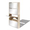 Cipőpolcok és -állványok, vidaXL 4 szintes tükrös tölgy cipőszekrény 63 x 17 x 134 cm