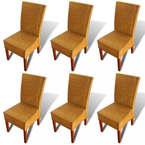 Konyhai és étkezőszékek, vidaXL 6 db barna természetes rattan étkezőszék