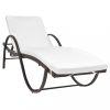 Napozóágyak, vidaXL 2 db barna polyrattan napozóágy asztallal