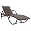 Napozóágyak, vidaXL 2 db barna polyrattan napozóágy asztallal