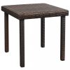 Napozóágyak, vidaXL 2 db barna polyrattan napozóágy asztallal