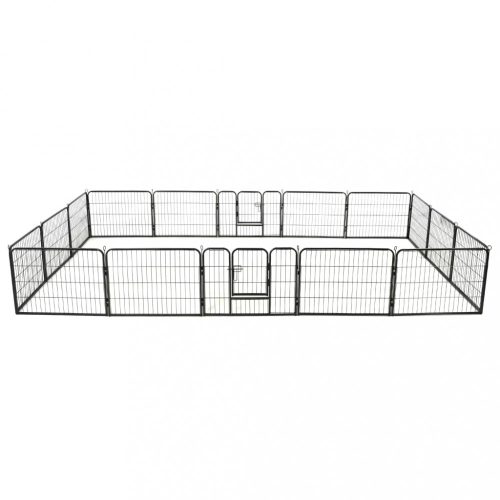 Kutyakennelek és kifutók, vidaXL fekete színű acél kutyakennel 16 panelből 60 x 80 cm