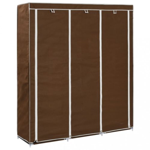 Ruhásszekrények, vidaXL barna szövet ruhaszekrény rekeszekkel és rudakkal 150x45x175cm