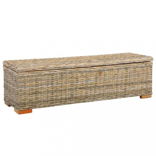 Tároló- és előszobai padok, vidaXL kubu rattan és tömör mangófa tárolóláda 120 cm