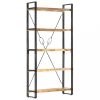 Könyvespolcok, állópolcok, vidaXL 5-szintes tömör mangófa könyvespolc 90 x 30 x 180 cm