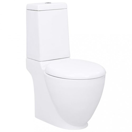 WC-k, vidaXL fürdőszobai kerek fehér kerámia WC alsó vízelvezetéssel