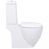 WC-k, vidaXL fürdőszobai kerek fehér kerámia WC alsó vízelvezetéssel